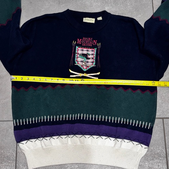 Vintage St. Johns Bay Rocky Mountain Skiing Graphic Crew Neck Sweater Mens L - Picture 6 of 7
